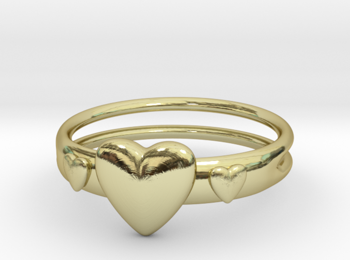 Ring with hearts, open back 3d printed