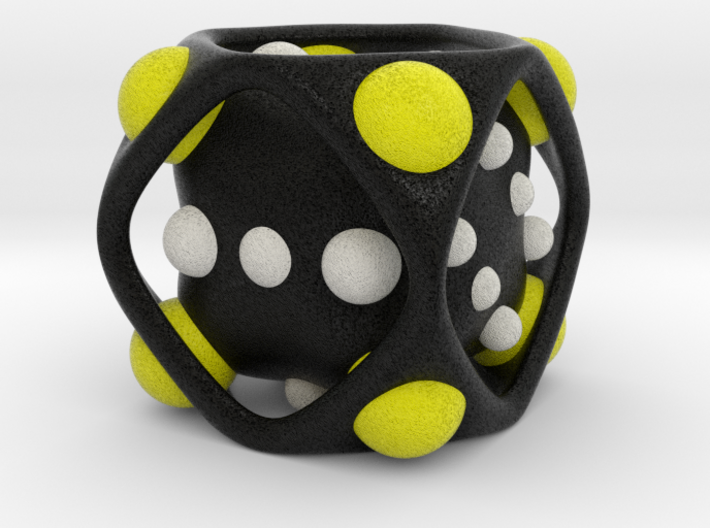 Dice No.2-c Yellow M (balanced) (3.6cm/1.42in) 3d printed