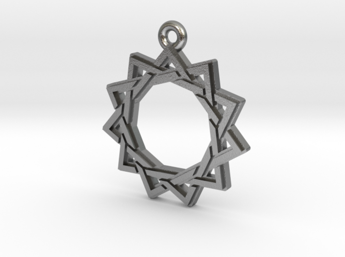 &quot;Hendecagram 3.0&quot; Pendant, Cast Metal 3d printed