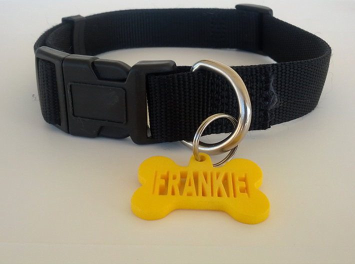 Bone Pet ID Tag - Lucky 3d printed On the collar