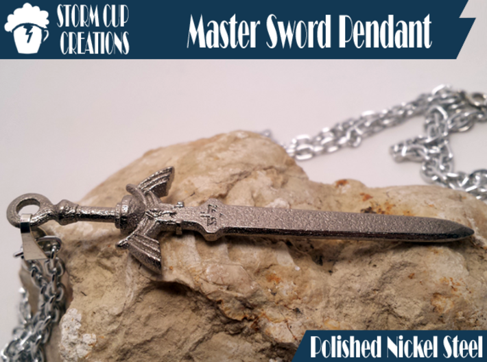 Master Sword Pendant 3d printed Polished Nickel