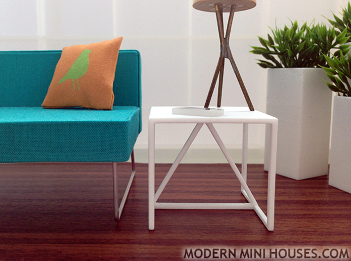 Strut End Table 1:12 scale 3d printed White Strong &amp; Flexible Polished