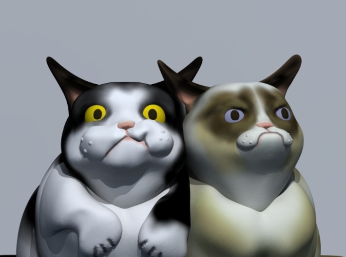 Grumpy Cat (Tard) &amp; Pokey 3d printed