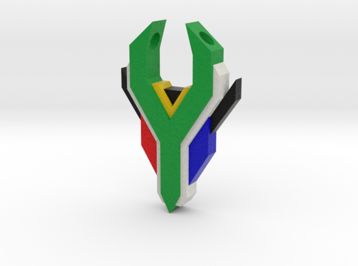 South Africa Springbok Flag Pendant: Flat Version 3d printed