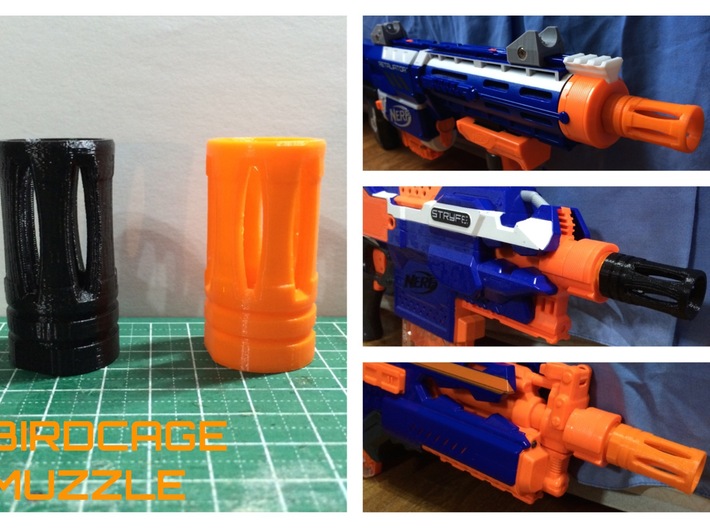 Nerf birdcage muzzle 3d printed