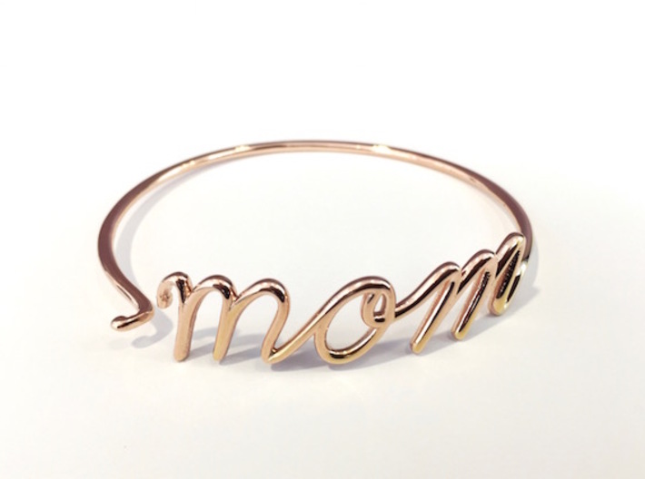 Mom Wire Bracelet 3d printed 14k Rose Gold Plated (photo)