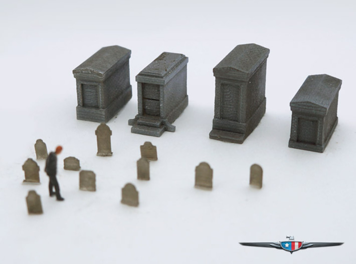 N Scale (1:160) Cemetery 3d printed N Scale Graveyard (92 piece set), figure not included