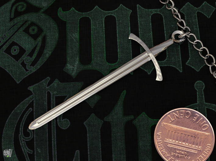 The Footman's Blade - Classic Sword Pendant 3d printed Platinum - The ultimate