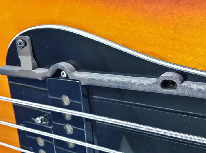 ThumbRail -fits Fender Precision 3d printed Thumbrail on a Fender Precision MIM in Matte Black Steel