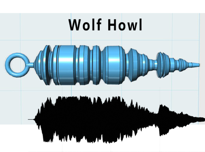 Wolf Howling Waveform Pendant 3d printed Captured waveform and model
