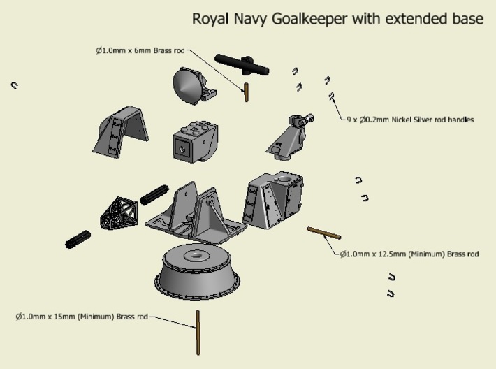 CIWS Goalkeeper kit, Extended base x 1 - 1/96 3d printed