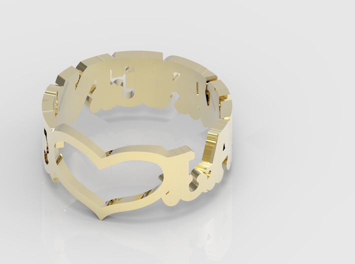 LAWRENCE HEART RING 3d printed Gold 14K 