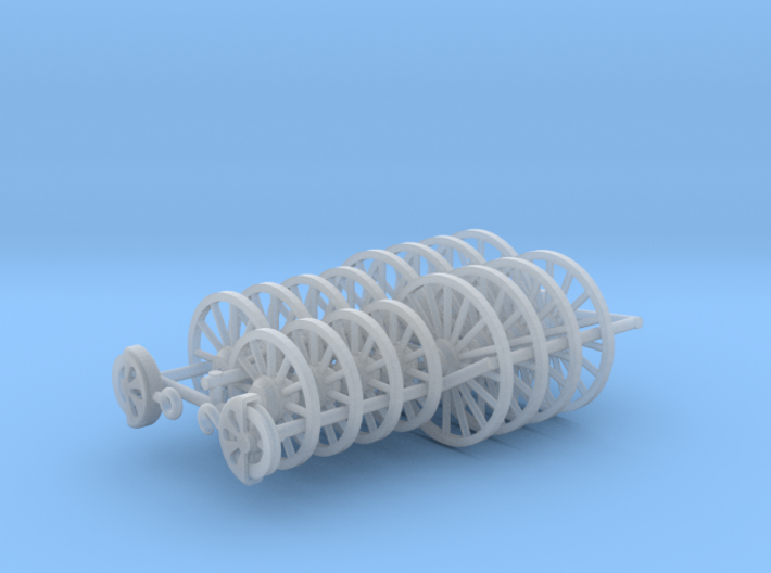 HO Scale Wagon Wheels Assorted x16 (plus pulleys) 3d printed