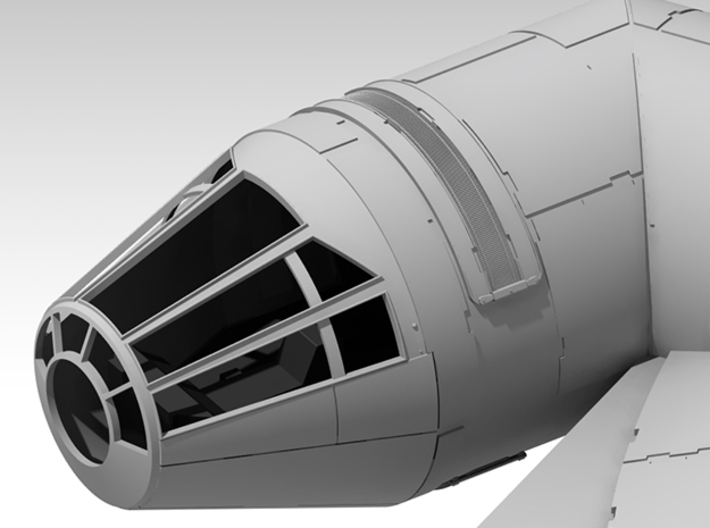 Millennium Falcon Nose Cone DeAg Studio Scale  3d printed Details of the panels and notches line up with the cockpit tunnel details and notches that i will be offering at a later date, just as they do on the 32" filming model.