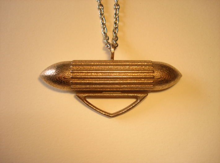 Torpedo Pendant 3d printed Photo of an actual pendant. Chain not included.