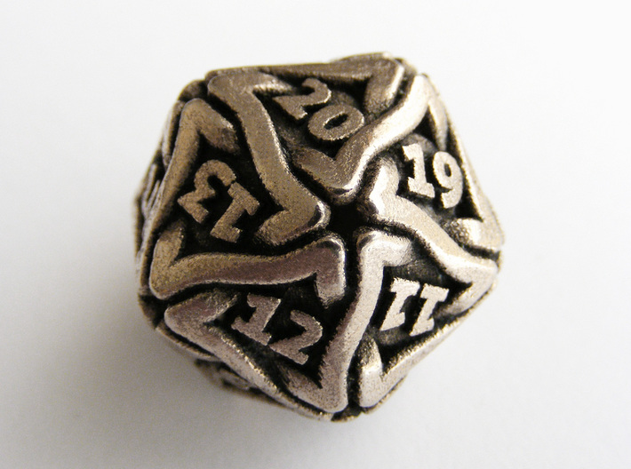 'Twined' Dice D20 Spindown Life Counter Die 24mm 3d printed