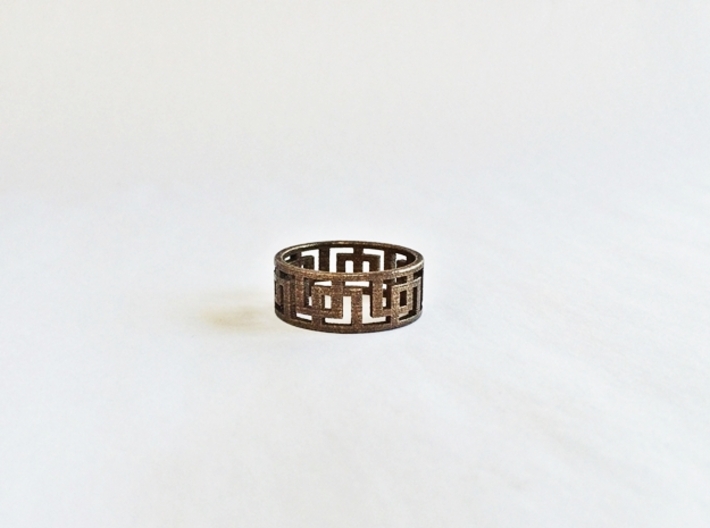 Geometric Ring - Rugged Steel Ring for Him 3d printed Rugged Steel ring.