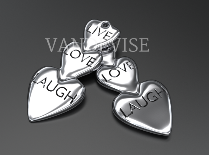 Live Love Laugh Hearts Earrings 3d printed 