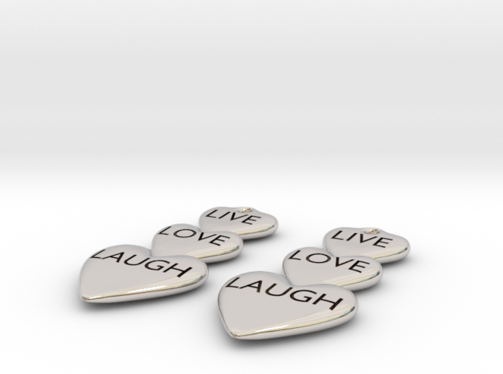 Live Love Laugh Hearts Earrings 3d printed