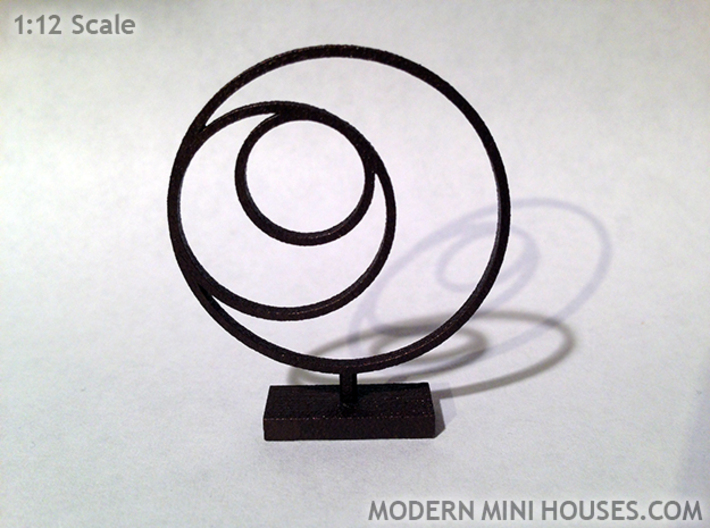 3 Circle Metal Art 1:12 scale modern art sculpture 3d printed Matte Bronze Steel