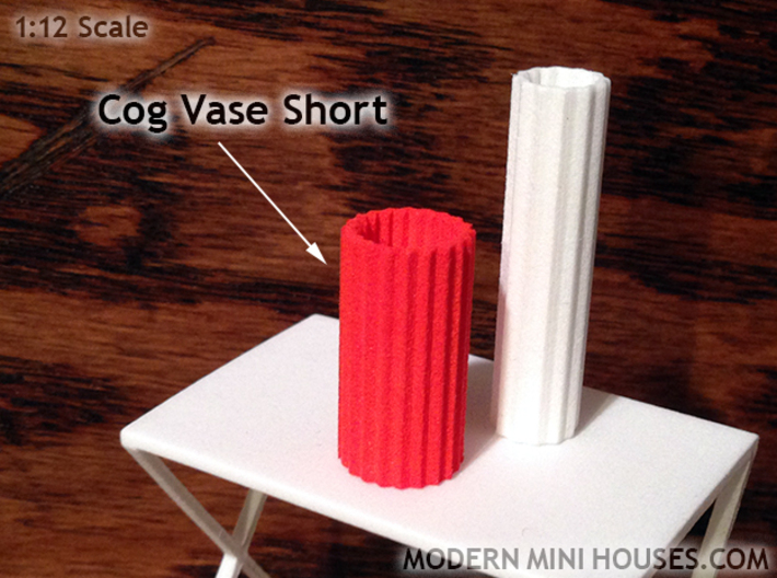 Cog Vase Short 1:12 scale 3d printed Orange Strong &amp; Flexible Polished