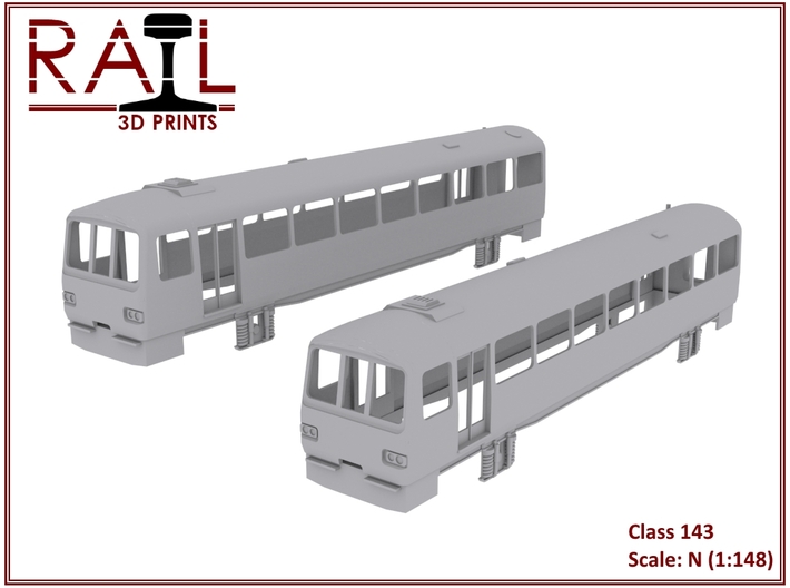 N Scale Class 143 3d printed Render of the Class 143 Model.