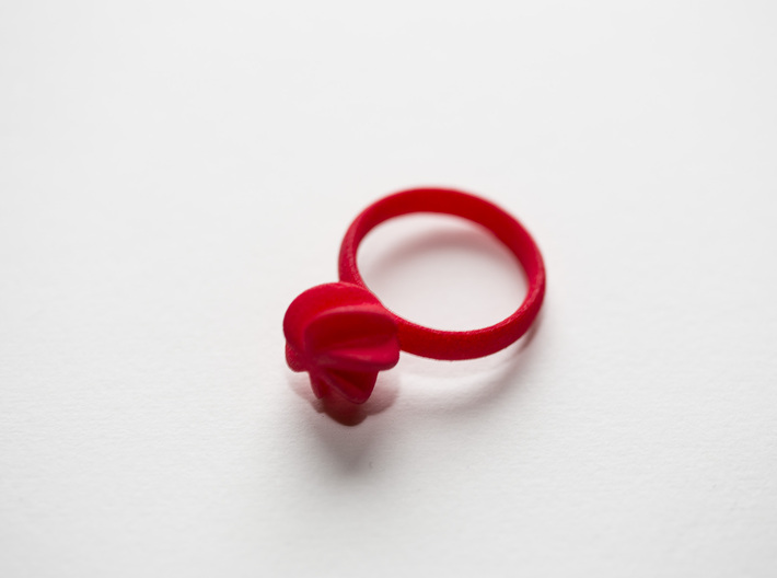 Flora Ring 3d printed Flora Ring in Red Strong &amp; Flexible