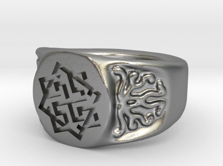 Slavic Swastika Charm Ring 3d printed