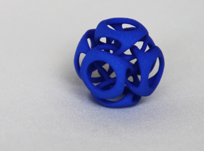 Tangled Cube Pendant 3d printed Blue Strong &amp; Flexible Polished