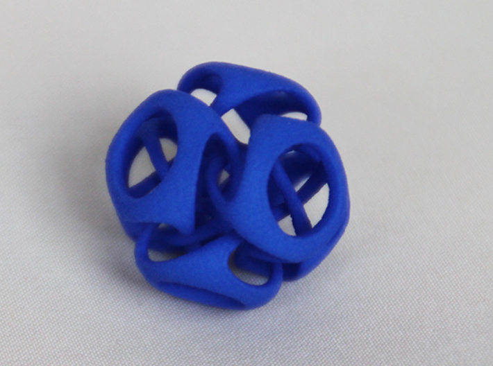 Tangled Cube Pendant 3d printed Blue Strong & Flexible Polished