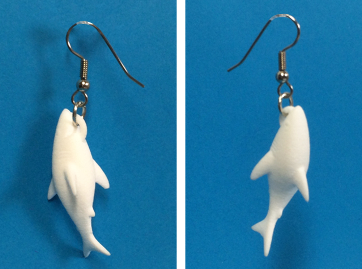 Shark Clinging On Earrings 3d printed