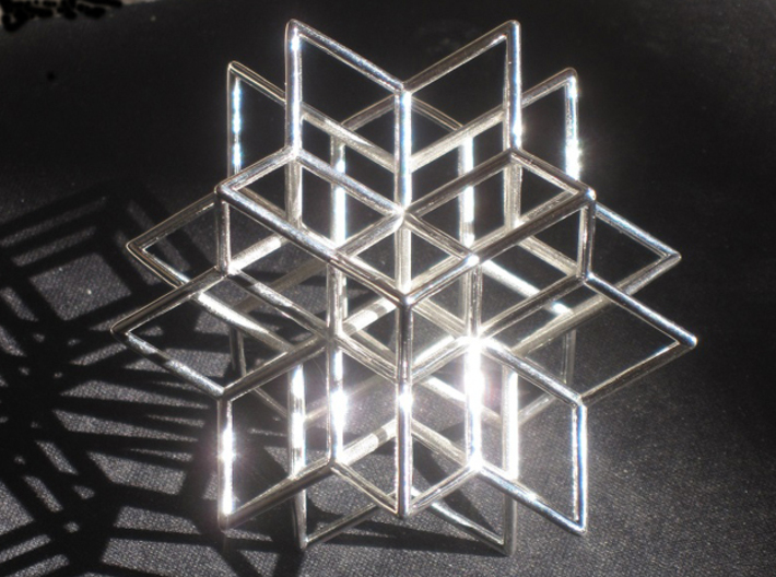 Rhombic Hexecontahedron, 1.65mm round struts 3d printed photo showing 6-fold symmetry