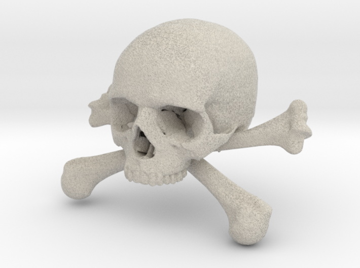58mm 2.28in Skull &amp; Bones Skull Crane Schädel 3d printed