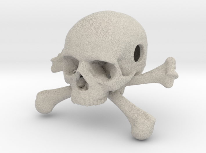 35mm 1.4in Bead Skull &amp; Bones Pendant Crane 3d printed
