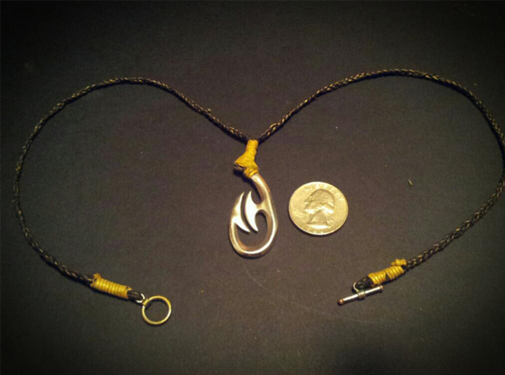 Maori Fish hook Pendant 3d printed maori hook with woven maori necklace
