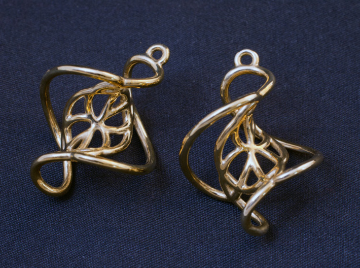 Swirl Earrings 3d printed Printed in Polished Brass