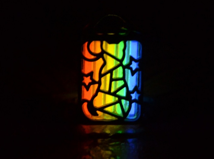 Cat Lantern 2: Tritium (Silver/Brass/Plastic) 3d printed 