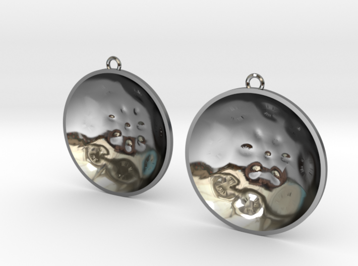 Double Tenor &quot;surface&quot; steelpan earrings, L 3d printed