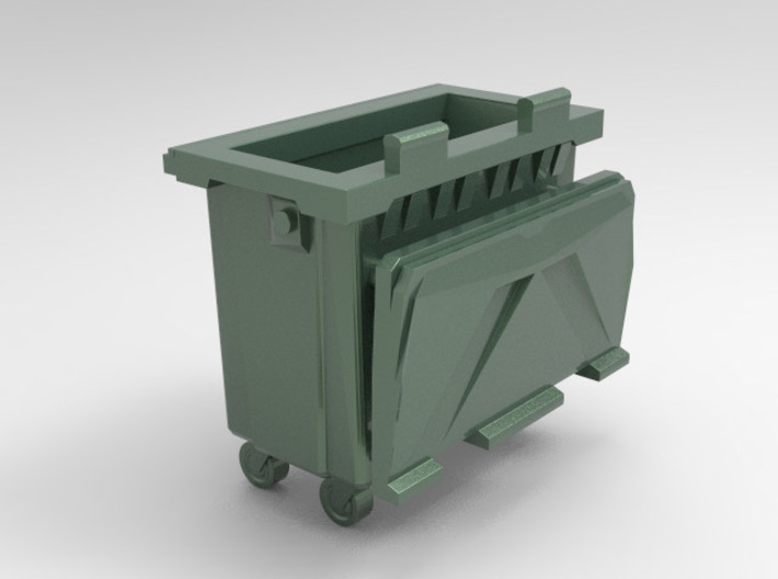 HO scale(1:87) Trash bin with wheels 3d printed 