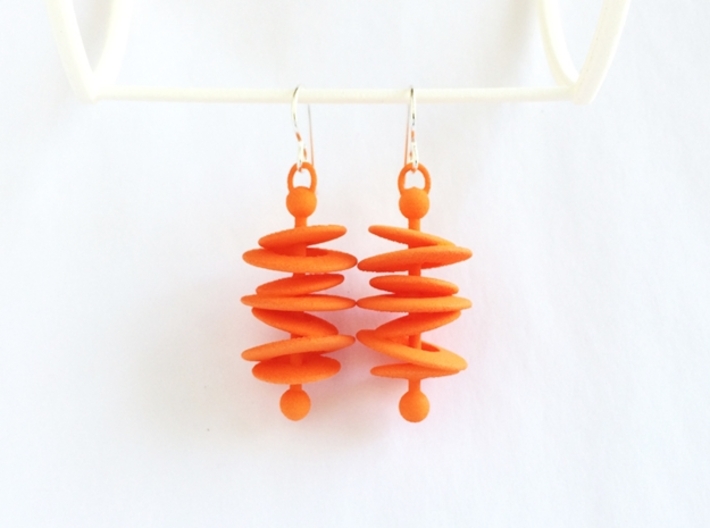 Colorful Orbital Drift Earrings 3d printed Orbital Drift Earrings in Orange