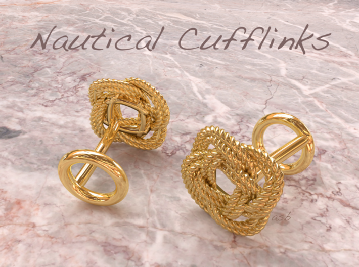 Nautical Turk's Head Knot Cufflinks 3d printed 