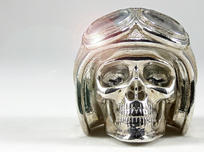 Easy Rider Skull Pendant &quot;Silver&quot; 3d printed 25mm H Pendant in Polished Silver
