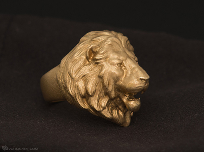 Lion Ring 3d printed Raw Brass