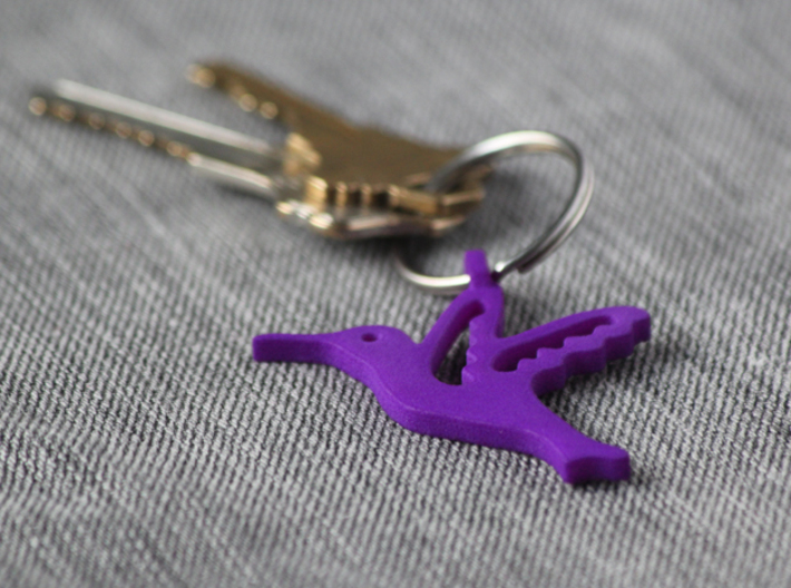 Hummingbird Pendant 3d printed Purple strong and flexible. Ring and keys not included.