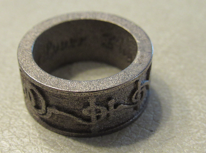 &quot;T'hy'la&quot; Vulcan Script Ring - Embossed Style 3d printed Pictured: Polished Nickel Steel