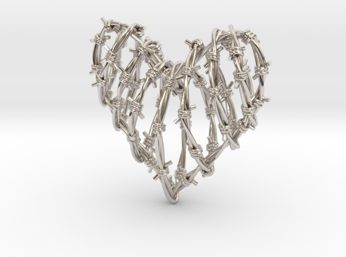 Barbed Wire Heart Cage Pendant 3d printed 