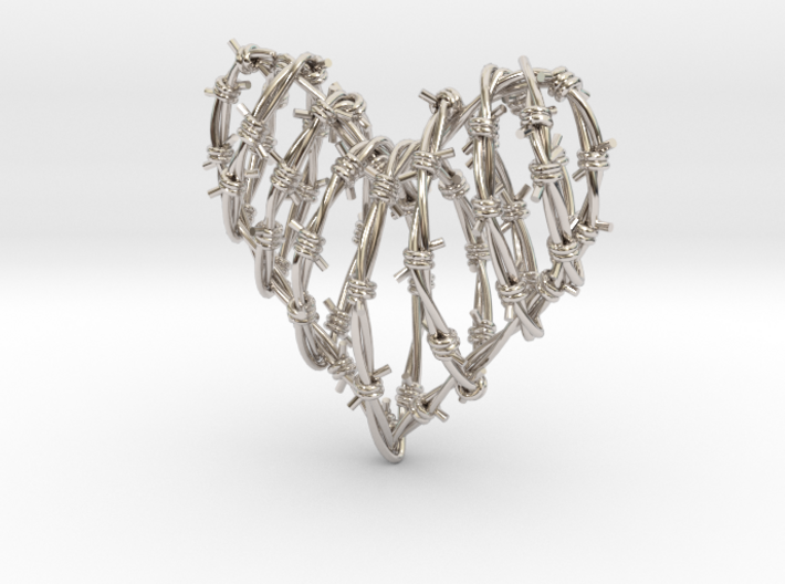 Barbed Wire Heart Cage Pendant 3d printed