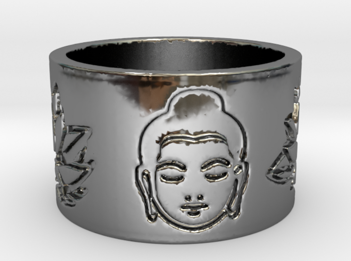 Buddha Lotus Flat Ring Size 4.5 3d printed