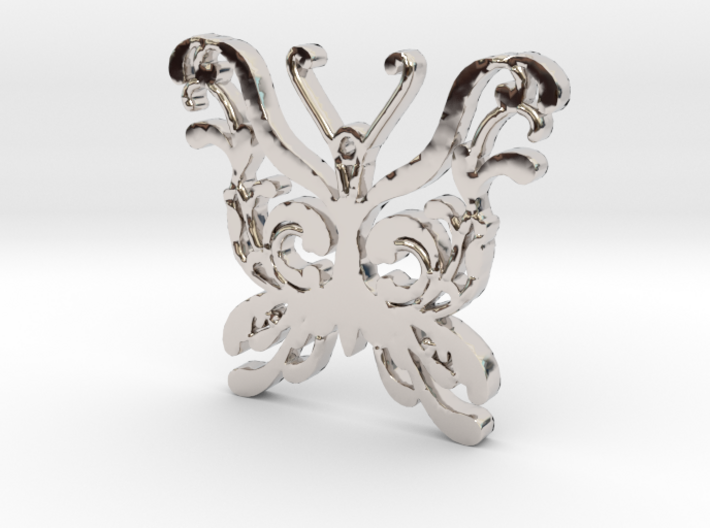 Swirly Butterfly Necklace Pendant 3d printed