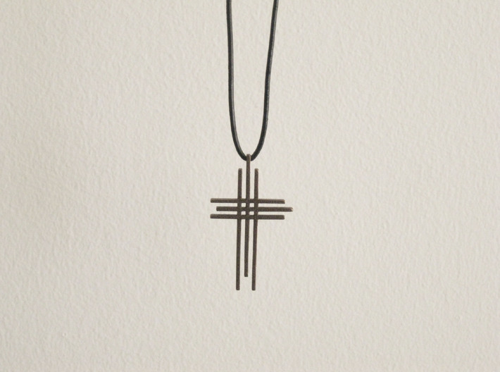 Cross Pendant 3d printed Shown in Polished Bronze Steel